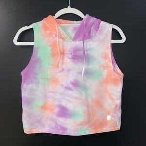 Tie dye Born Primitive cropped hoodie workout tank.